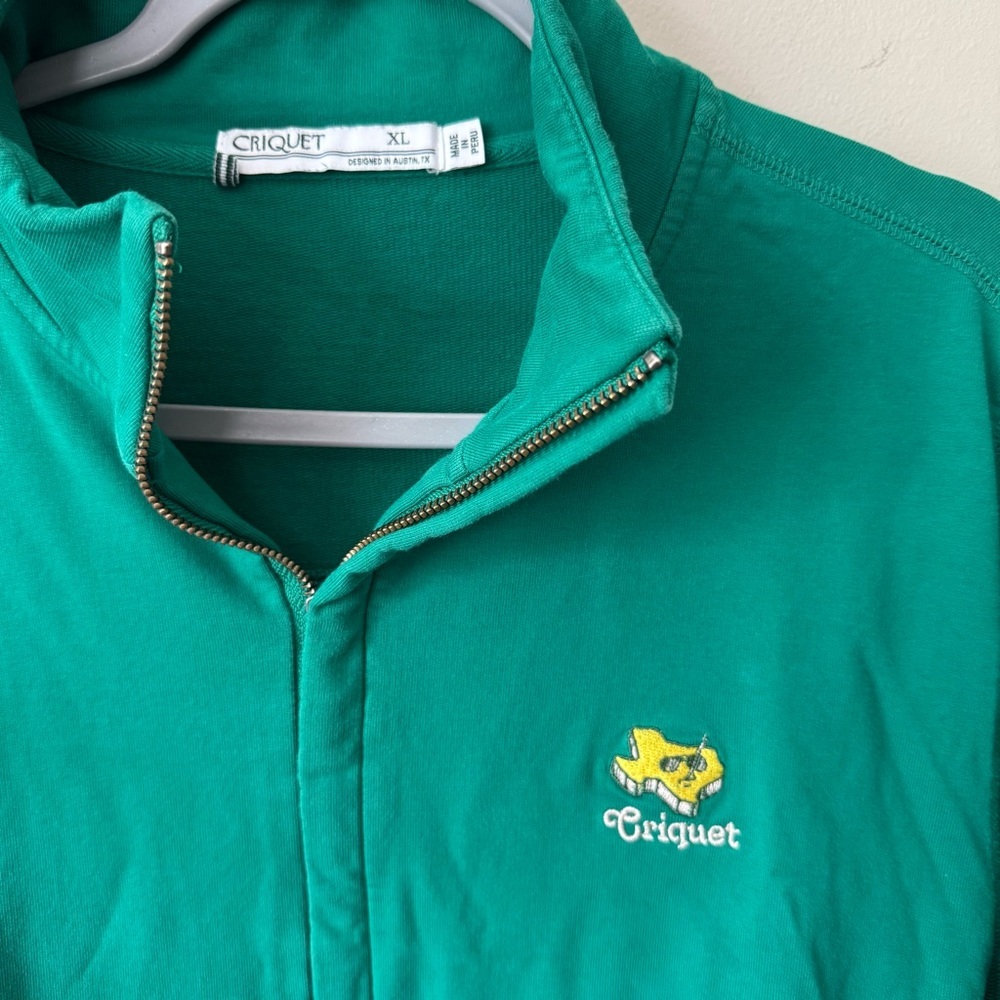 Criquet Teal Quarter-Zip Sweatshirt with Yellow Logo